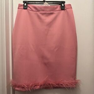 Pink skirt with boa trim